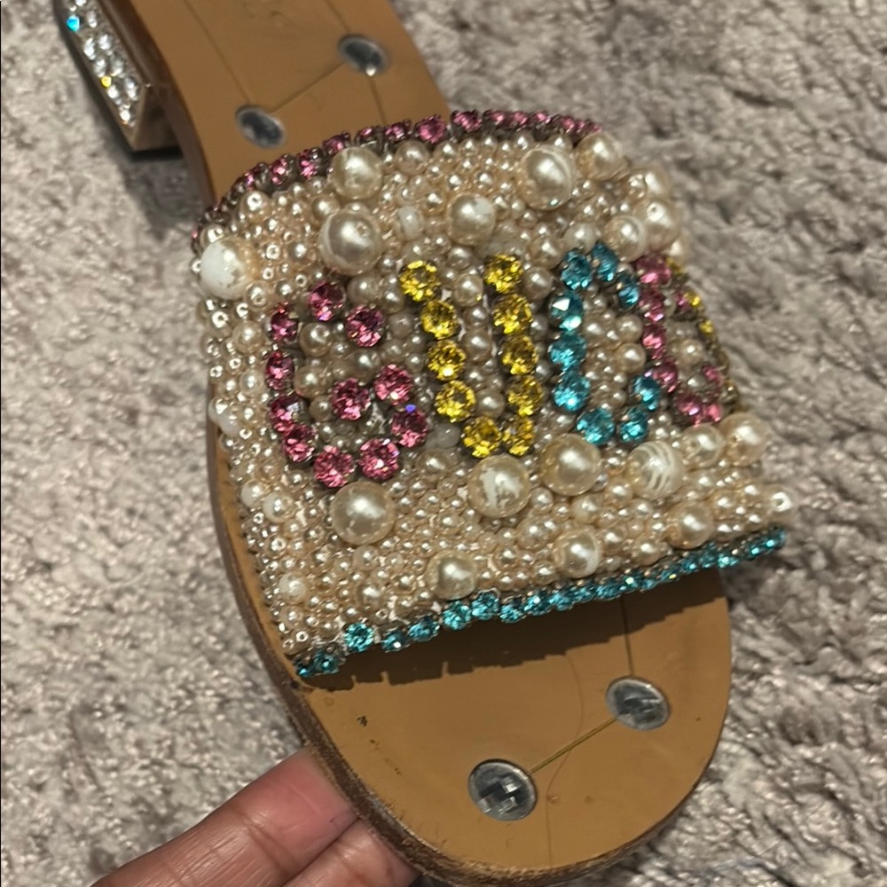 Embellished Sandals with Colorful Beads